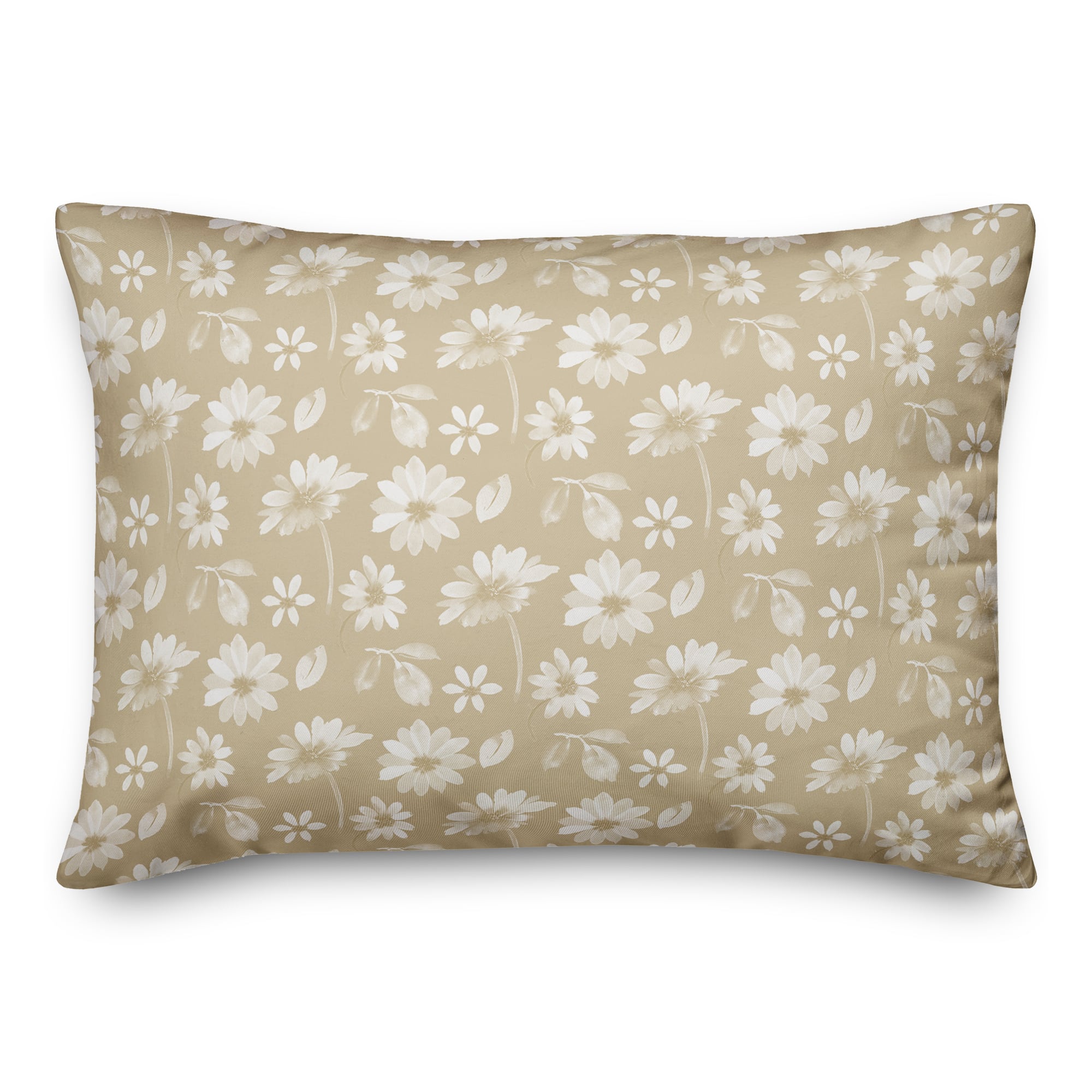 Cream and White Florals Throw Pillow